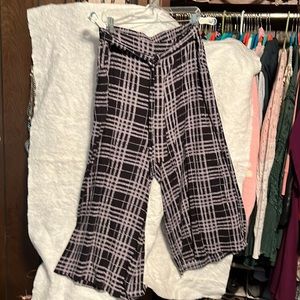 Pair of Plaid Black and Gray Palazzo Capris